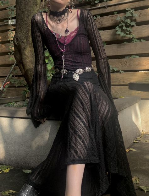 whimsigoth gothic goth outfit inspo beautiful outfits lace 90's grunge fairycore Witch Oc, Vampire Vibes, Dark Outfit, Character Fashion, Whimsy Goth, Estilo Hippie, Wardrobe Goals, Dark Feminine, Feminine Aesthetic