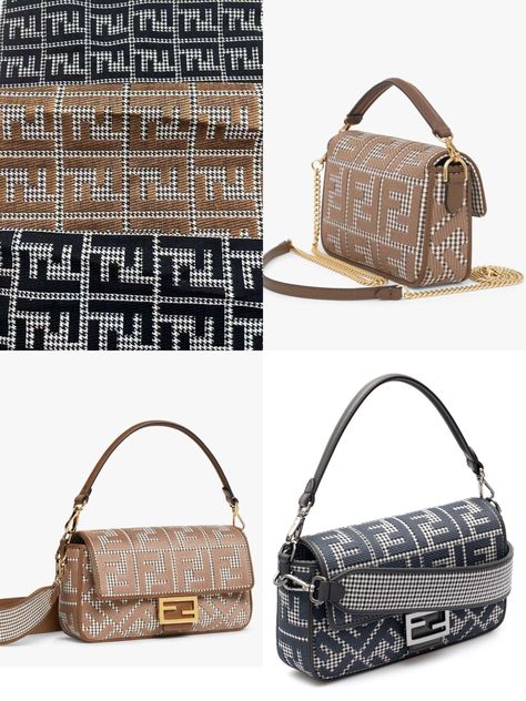 Fendi Monogram, Houndstooth Fabric, Crochet Handbags, Vintage Fabrics, Louis Vuitton Damier, Luxury Bags, Upholstery, Fendi, Louis Vuitton