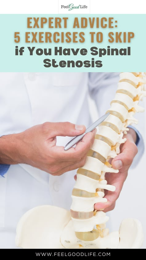 Expert Advice: Learn which 5 exercises to skip if you have spinal stenosis to prevent further discomfort or injury. Gain valuable insights on alternative workouts that promote spinal health and overall well-being, ensuring a safer and more effective fitness journey. #SpinalStenosis #ExercisePrecautions #SpinalHealth #PainRelief #AlternativeWorkouts #SafeFitness #JointHealth #ExpertAdvice Stenosis Of The Spine, Hip Pain Exercises, Stenosis Exercises, Lumbar Lordosis, Sciatic Nerve Pain Relief, Spinal Health, Spinal Fusion, Hip Pain Relief, Muscle Atrophy