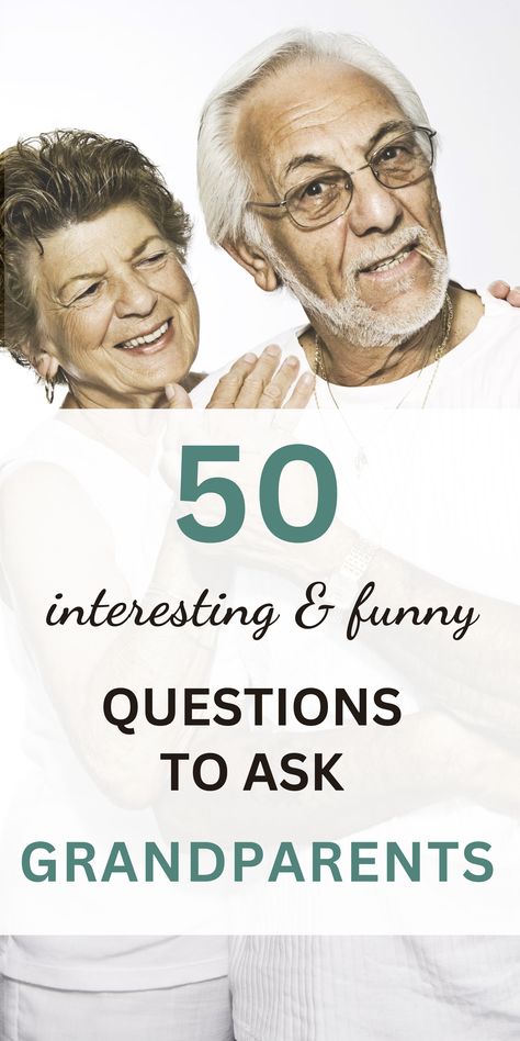 sweet old couple smiling and joking Things To Ask Grandparents, Grandma Questions For Kids, Questions To Ask Your Parents About Their Life, Question To Ask Your Grandparents, Questions For Grandma, Interview Questions For Grandparents, Things To Ask Your Grandparents, Grandparent Interview Questions, Questions To Ask Grandkids