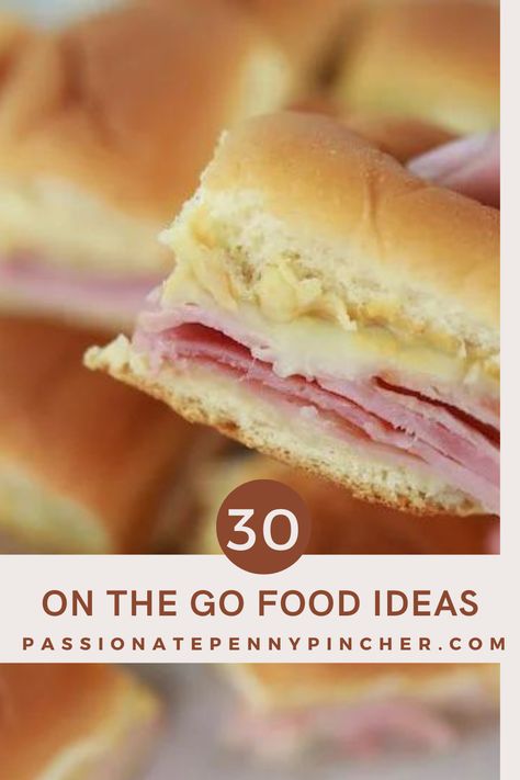 Need on the go food ideas for busy nights when the kids have sports practices or games? Here are 30 great meals that AREN'T just sandwiches! Easy Dinner On The Go, On The Go Dinners Families, Meals For Travel Sports, Softball Tournament Meals, Team Meals Before Games To Go, Sack Dinner Ideas, Crockpot Meals For Sports Nights, Dinner Sports Night, Ballpark Night Dinners