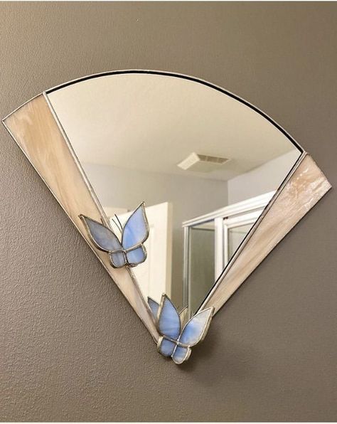 Stained Glass Mirror Frame, Stained Glass Mirrors, Wall Mirror Ideas, Stained Mirror, Diy Stained Glass Window, Stained Glass Mirror, Stained Glass Door, Mirror Ideas, Stained Glass Diy