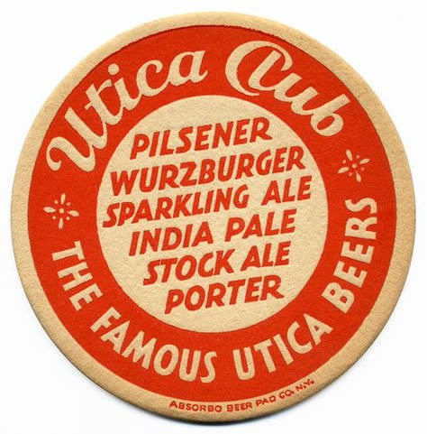 Porter Beer, Utica New York, Ny Food, Utica Ny, Beer Advertising, American Beer, Beer Poster, Bar Coasters, Beer Mats