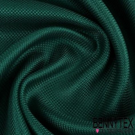 Natté de Soie Effet Carbone Teint Couleur Vert Sapin The Selection, Satin, Fabric