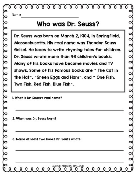 Dr Suess Reading Activities, Dr Suess Worksheets, Dr Seuss Writing Activities, Dr Seuss Worksheets, Dr Seuss Printables Free, Read Across America Activities, Tutoring Reading, Homeschooling Lessons, Reading Comprehension Games