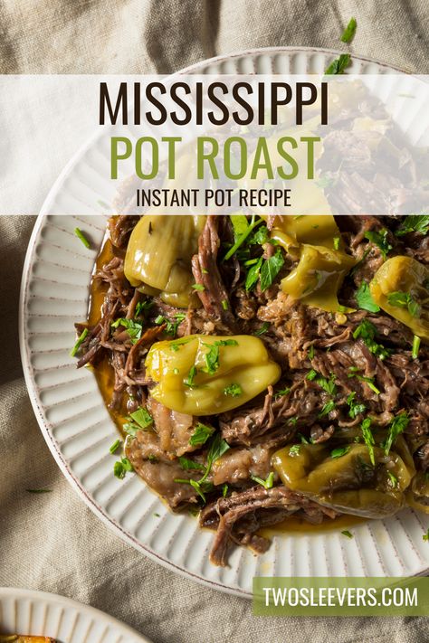 Instant Pot Mississippi Pot Roast | Pepperoncini Roast Recipe Peppercini Roast In Instant Pot, Pot Roast Pepperoncini, Mississippi Roast Instant Pot, Roast Over Rice, Mississippi Pot Roast Instant Pot, Pepperoncini Roast, Christmas Roast Recipes, Roast With Pepperoncini, Instant Pot Mississippi Pot Roast