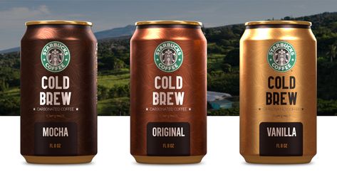 Cold Brew - carbonated Coffee - Starbucks on Behance Cold Brew Coffee Packaging Design, Cold Brew Can Design, Cold Brew Branding, Iced Coffee Branding, Iced Coffee Packaging, Coffee Bottle Packaging, Cold Brew Design, Cold Brew Packaging, Coffee Label Design