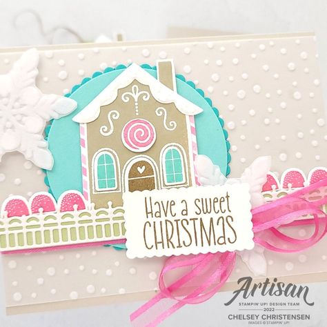 Cute Gingerbread Houses, Winter Holiday Cards, Winter Paper Crafts, Gingerbread Cards, Heat Embossing, Puff Paint, Stampin Up Catalog, Stampin Up Christmas, October 2022