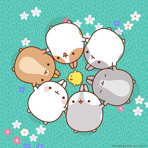 Today is #worldpopulationday! ✨✨✨ Let's all live happily and celebrate each other!  #molang #world #friendship Little Animals, Cute Little Animals, Animals, Blue