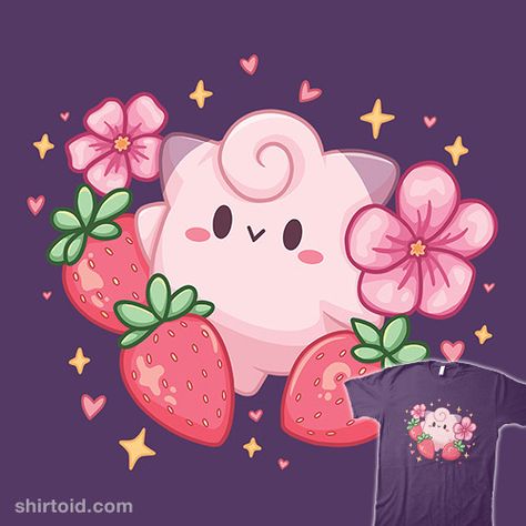 Fairy Berries & Blooms #anime #clefairy #film #flowers #gaming #hunnydoll #movies #pokemon #pokemongo #strawberries #tvshow #videogame Clefairy Tattoo, Clefairy Pokemon, Galactic Nova, Fairy Pokemon, Pink Pokemon, Game Wallpaper, Pokémon Stuff, Beautiful Tattoos, Pokemon Go