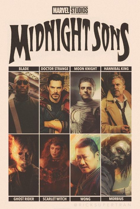 Midnight Sons Marvel, All Avengers Characters, Ghost Marvel, Midnight Son, Marvel Knights, Avengers Characters, Spectacular Spider Man, Marvel Artwork, Midnight Sun