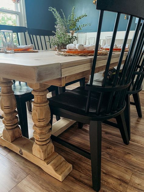 Wood Dining Table Refinish, Refinishing Oak Table Dining Room, Restaining Oak Table, Red Oak Dining Table, Dining Room Table And Chairs Makeover, Refinished Oak Table, Refinish Oak Table, Refinishing Kitchen Table, Refinish Dining Room Table