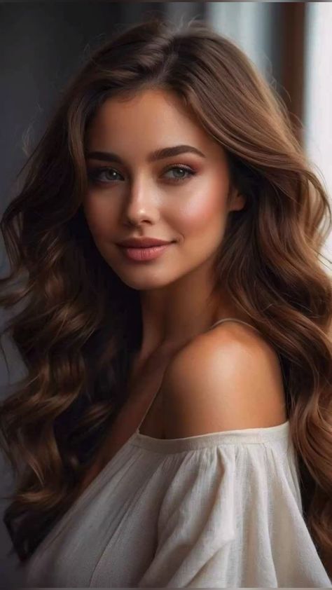 Face Shape Hairstyles, American Beauty, Photos Of Women, Happy Women, Beautiful Smile Women, Beauty Face, Bun Hairstyles, Brown Hair, Long Hair