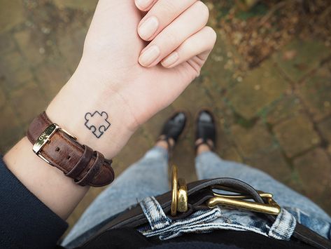 Jigsaw Tattoo, First Tattoos, Puzzle Piece Tattoo, Henna Ink, Jigsaw Piece, Piece Tattoo, Awareness Tattoo, Rose Tattoos For Women, Pieces Tattoo