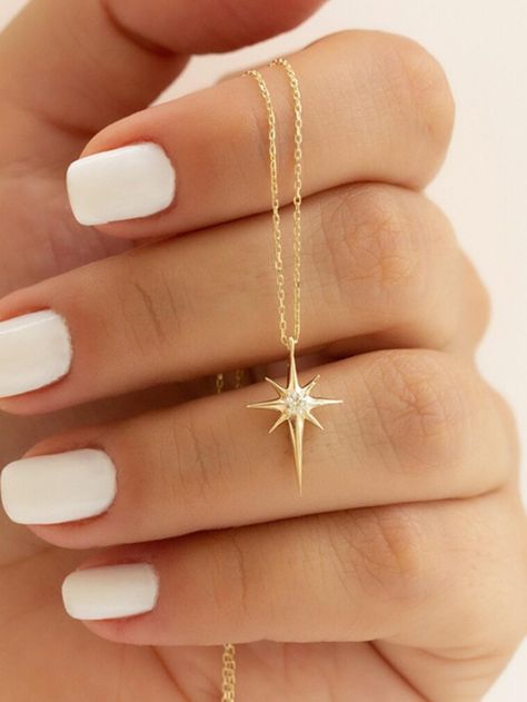 Gold  Collar  Copper   Embellished   Women's Fashion Jewelry North Star Necklace, Formal Jewelry, Dragonfly Necklace, Cubic Zirconia Necklace, Star Pendant Necklace, White Gold Necklaces, Fancy Jewelry, Happy Days, Yellow Gold Chain