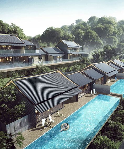 Aedas references traditional chinese architecture with plans for luxury resort and hotel Chinese Architecture Traditional, Resort Hotel Design, Resort Design Plan, Hotel Landscape, Chinese House, Ancient Chinese Architecture, China Architecture, Resort Architecture, Chinese Element