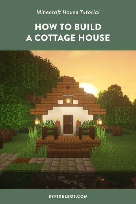 Cottage In Minecraft, Chalet Minecraft, Minecraft Cottage House, Minecraft Small House, Wheat Farm, Cottage Minecraft, Minecraft House Ideas, Armor Stand, Minecraft Houses Survival