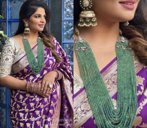 Purple Banarasi Saree Blouses, Viranica Manchu Saris, Veronica Manchu, Viranica Manchu, Purple Banarasi Saree, South Indian Bride Saree, Bride Saree, Banaras Sarees, Purple Saree