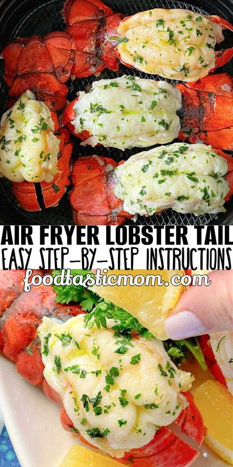 Air Fry Lobster Tail Recipe, Lobster Air Fryer, Summer Dinner Recipes Air Fryer, Lobster Tails In Air Fryer, Air Fryer Lobster Tails, Air Fryer Lobster, Fried Lobster Tail, Recipe For Air Fryer, Fried Lobster