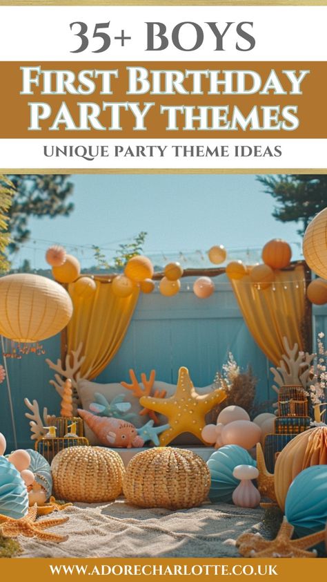 Plan the perfect celebration for the best unique Boy First Birthday Party Theme Ideas for 2024. Mark this milestone in style. You have 35 themes to choose from! Have fun! Unique First Bday Themes, April Birthday Party Themes Boy, First Year Boy Birthday Party Theme, First Birthday Unique Themes, Baby's First Birthday Ideas, First Birthday Theme For Boys, Boy First Birthday Party Ideas Winter, Boy Birthday Party Themes 1st, One Boy Birthday Theme