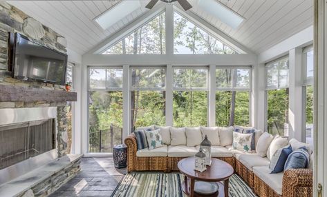 Craftsman Sunroom, Four Season Sunroom, Four Season Room, Sunroom Remodel, Sunroom Windows, Small Sunroom, All Season Room, Three Season Porch, Screened Porch Designs