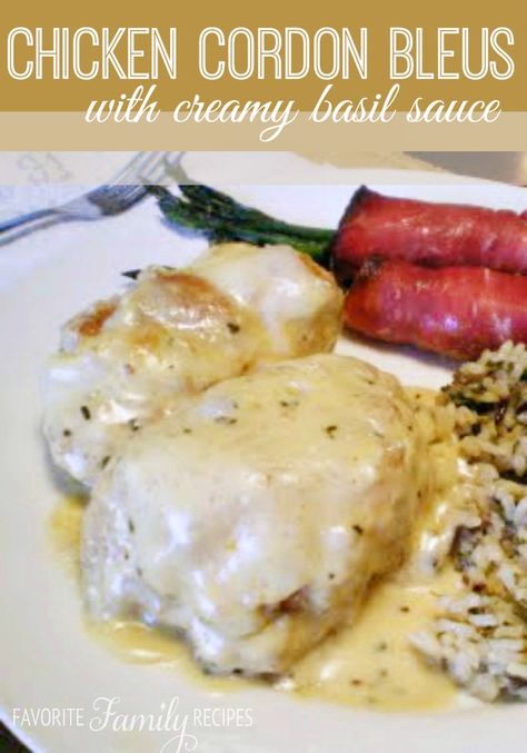 Chicken Cordon Bleu Sauce - Cordon Bleu Sauce, Chicken Cordon Bleu Sauce, Cordon Blue, Cream Sauce Recipes, Recipe For Chicken, Basil Sauce, Chicken Entrees, Parmesan Crusted Chicken, Chicken Cordon