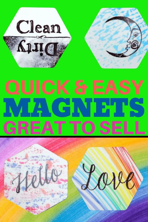 Looking for quick and easy crafts to sell? Try these simple DIY sublimation magnet projects that sell well online & turn your hobby into money! You can make them in any theme, and for any occasion. They are perfect for fridge magnets, and for the super popular "Clean/Dirty" dishwasher magnets. You're going to love how fast you can turn these out. You're only limit is your imagination! Small Magnets Diy, Diy Magnets With Cricut, Make Your Own Magnets, Homemade Magnets Easy Diy, Magnet Projects, Mother’s Day Magnets Diy, Kitchen Crafts Diy, How To Make Magnets, Diy Sublimation