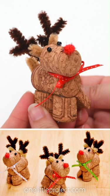 Wine Cork Reindeer, Cork Reindeer, Cork Crafts Christmas, Cork Ornaments, Reindeer Craft, Christmas Crafts For Adults, Christmas Arts And Crafts, Wine Cork Crafts, Handmade Christmas Crafts