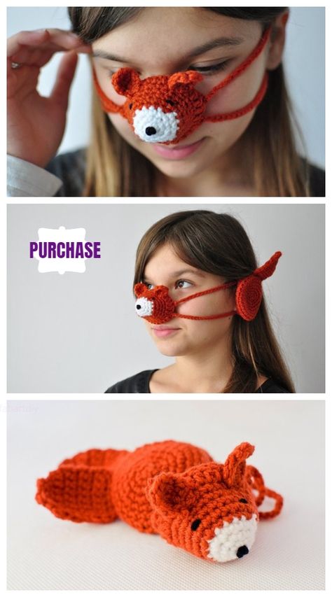 Crochet fox nose warmer and ear warmers, Nose Warmer Crochet Free Pattern, Crochet Nose Warmer Free Pattern, Crochet Nose Warmer, Fox Nose, Crochet Nose, Crochet Circle Vest, Nose Warmer, Crochet Mask, Toys Ideas