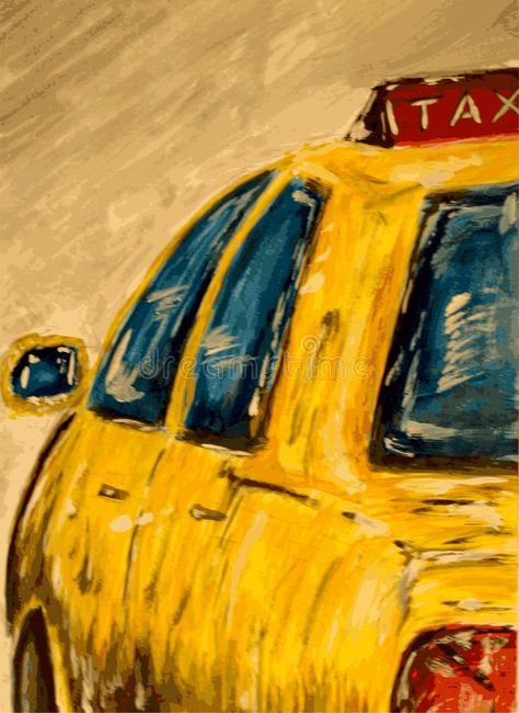 Taxi. A hand painted vector illustration of a yellow taxi , #SPONSORED, #painted, #hand, #Taxi, #vector, #taxi #ad Taxi Driver Illustration, Taxi Sketch, Taxi Illustration, Taxi Drawing, New York Taxi, Quick Sketches, Paint Vector, Yellow Taxi, House Deco