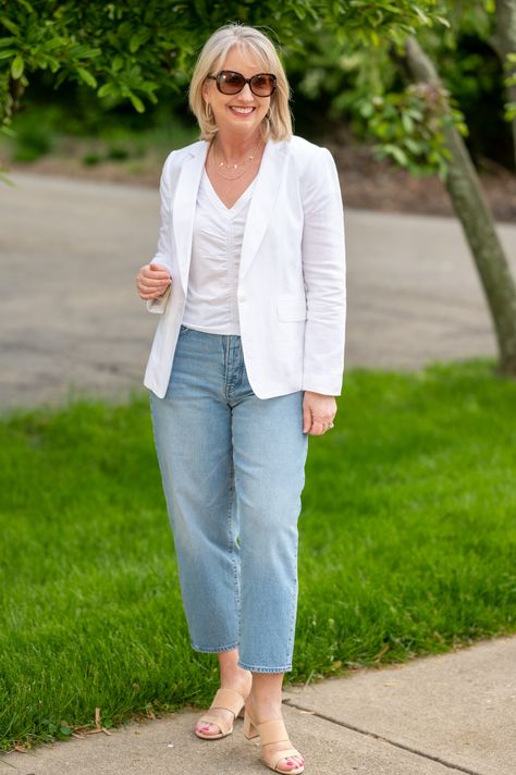 How I Really Dressed for My Day 05/07/21-05/13/21 - Dressed for My Day White Linen Blazer, Blazer With Dress, Dressed For My Day, Layering Cardigan, Alternative Dress, Summer Wardrobe Staples, Striped Linen Shirt, Gingham Skirt, Fashion Forecasting