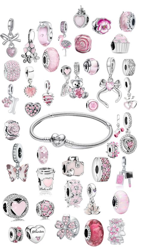 #pandora #charms #pink #fyp Pandora Ballet Charm, Aesthetic Pandora Charm Bracelet, Cute Pandora Bracelet Ideas, Pink Pandora Charm, Pandora Bracelet Charms Ideas Pink, Pandora Bracelet Theme, Pink Pandora Charm Bracelet, Pandora Bracelet Ideas Pink, Pandora Pink Charms