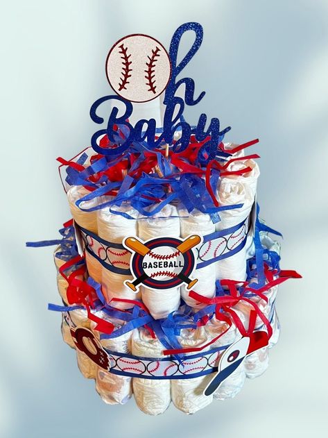 Baseball Diaper Cake, Johnson Shampoo, Oh Baby Cake, Baseball Cupcakes, Baby Boy Baseball, Oh Baby Cake Topper, Gift Tissue Paper, Diaper Wreath, Diaper Gifts