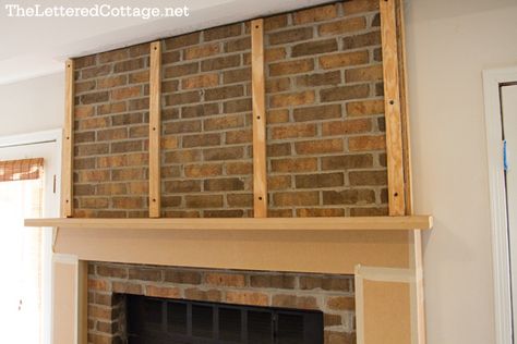 how to cover a fireplace with drywall before and after - Google Search The Lettered Cottage, Lettered Cottage, Cottage Fireplace, Fireplace Redo, Fireplace Update, Brick Fireplace Makeover, Fireplace Remodel, Mobil Home, Diy Fireplace