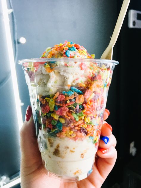 Ice Cream Cereal, Fruity Pebble Ice Cream, Fruity Pebbles Ice Cream, Fruity Pepples, Ice Cream Food Truck, Dessert Truck, Future Restaurant, Ice Cream Taco, Food References