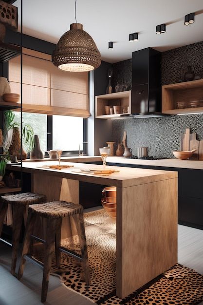 African style kitchen interior in luxury house Generative AI content | Premium AI-generated image Modern African Kitchen Design, Afrocentric Kitchen, Kitchen Interior Luxury, Afro Boho, African Kitchen, Tropical Kitchen, African Interior Design, African House, African Interior