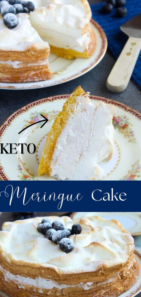 Keto Meringue Recipe, Keto Swiss Meringue Buttercream, Cake With Meringues On Top, Meringue Topped Cake, Low Calorie Meringue Cookies, Keto Meringue, Apple Sour Cream Cake, Heaven Cake, Whipped Cream Filling