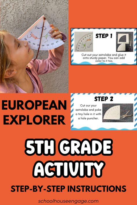 This European Explorer Hands-On activity is easy to implement and will get your students to understand how an astrolabe works. Read more to learn the step-by-step instructions. European Explorers Activities, 5th Grade Activities, Explorers Activities, European Explorers, Homeschool Social Studies, 4th Grade Ela, State Testing, About History, Review Games