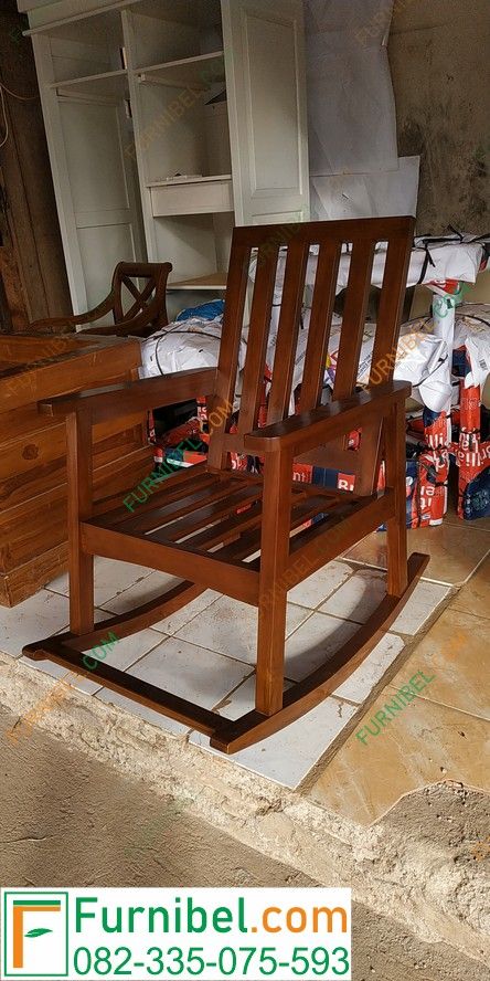 Kursi Goyang Minimalis Kayu Solid Jati Bantalan Busa Rocking Chair, Online Shop, Furniture, Home Decor, Home Décor