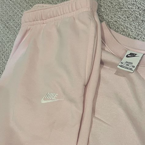 Brand New. Never Worn. Looks Muted In Photos But Is More Pepto Pink. Hoodie Is Larger Size Than Pant. See Photos. Nike Pink Tracksuit, Hot Pink Nike Sweatpants, Womens Nike Clothes, Nike Suits Women, Cute Sweat Sets, Things To Buy For School, Trendy Things To Buy, Pink Sweat Set, Wishlist Ideas Aesthetic