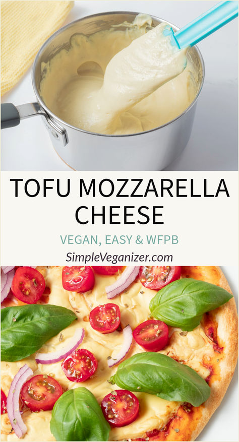 Have you tried Tofu Mozzarella cheese yet? It’s a vegan cheese substitute that is both nut-free and oil-free. This stretchy and versatile cheese can be made quickly with only 7 ingredients in 10 minutes. It’s perfect for melting over your favorite dishes and will make them even more delicious. Vegan Cheese Sticks, Pourable Vegan Mozzarella, Oil Free Vegan Cheese, Nut Free Vegan Cheese, Vegan Tofu Cheese, How To Make Vegan Cheese, Diy Vegan Cheese, Tofu Cheese Sauce, Aip Cheese