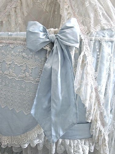 Ladylimoges Rococo Aesthetic, Decoration Shabby, Blue Cottage, Bleu Pastel, Linens And Lace, Baby Crib, French Blue, Love Blue, Blue Bow