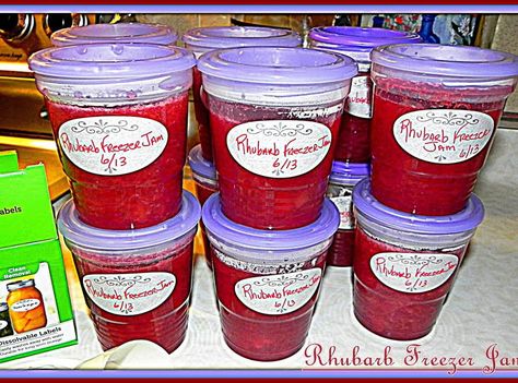 Rhubarb Freezer Jam, Holiday Food Crafts, Freezer Jam Recipes, Rhubarb Jam, Freezer Jam, Rhubarb Pie, Strawberry Jello, Toasted Bread, Potato Masher