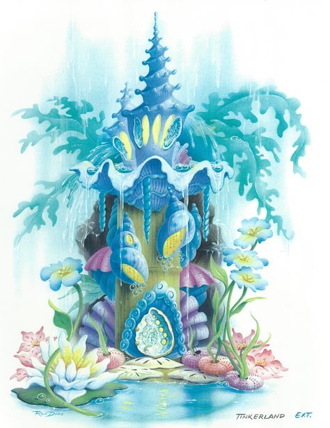 Pixie Hollow Water Fairy, Mermaid House Drawing, Pixie Hollow Concept Art, Disney Fairies Rani, Disney Fairies Art, Fairy Concept Art, Water Fairies, Pixie Hallow, The Art Of Disney Fairies