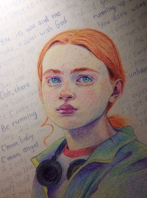 Max Sketch Stranger Things, Sadie Sink Sketch, Max Stranger Things Dibujos, Max Stranger Things Drawing, Things To Draw Colored Pencil, Sadie Sink Drawing, Max Mayfield Drawing, Stranger Things Art Drawing, Things To Draw With Colored Pencils