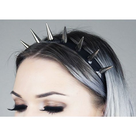 Silver Spiked Headband ($26) ❤ liked on Polyvore featuring accessories, hair accessories, spiked headband, silver headband, hair band headband, hair bands accessories and head wrap headband Spikey Jewellery, Spiky Headband, Spiked Headband, Spike Headband, Silver Hair Accessories, Headband Crown, Crown Black, Silver Headband, Head Wrap Headband