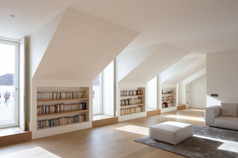 Completed in 2018 in Lisbon, Portugal. Images by Alexander Bogorodskiy. The building in question has its access made by two streets at different levels, the main access being through Rua do Corpo Santo and the secondary... Lisbon Apartment, Grey Furniture Living Room, Interior Design Minimalist, Design Apartment, Design Living, Interior Minimalista, Country Living Room, Apartment Room, Style At Home