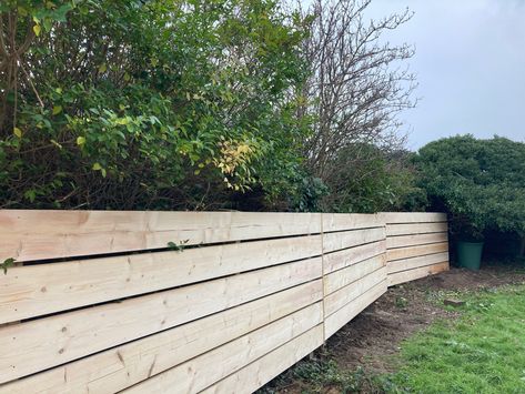 Femce made from scaffold boards to provide extr strength Scaffold Board Fence, Pioneer Garden, Driveway Design, Scaffold Boards, Ideas For The Garden, Scaffolding, Canterbury, Fencing, Driveway