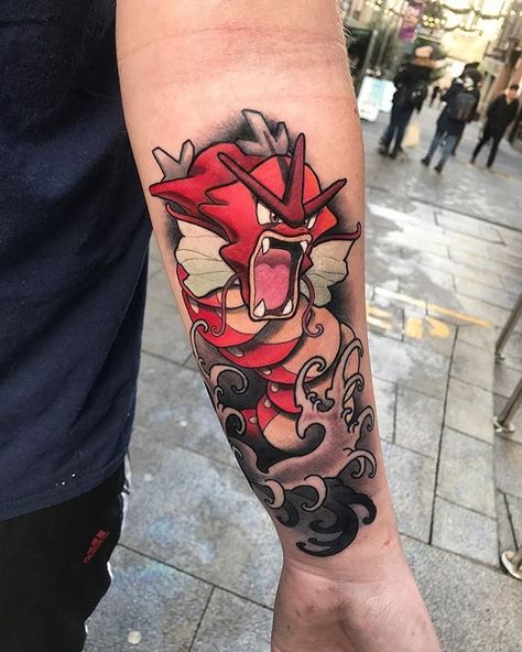 Gyarados tattoo done by @matsy__ Gamer? Visit @gamer.sales website for the best gaming deals! To submit your work use the tag #gamerink… Pokemon Sleeves, Nintendo Tattoo, Ireland Tattoo, Video Game Tattoos, Pikachu Tattoo, Nerdy Tattoos, Gamer Tattoos, Video Game Tattoo, Geek Tattoo