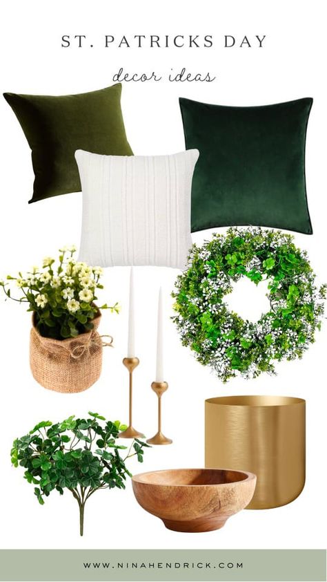 Recreate these simple St. Patrick's Day decorating ideas to honor the country of Ireland and bring beauty and greenery into your home this spring. St Patrick’s Day Decor, St Patricks Day Decorations Decor Ideas, Diy St Patricks Day Decor, Irish Farmhouse, Holiday House Decor, St Patricks Day Decor, Spring Printables, St Patrick's Day Decorations, March Birthday